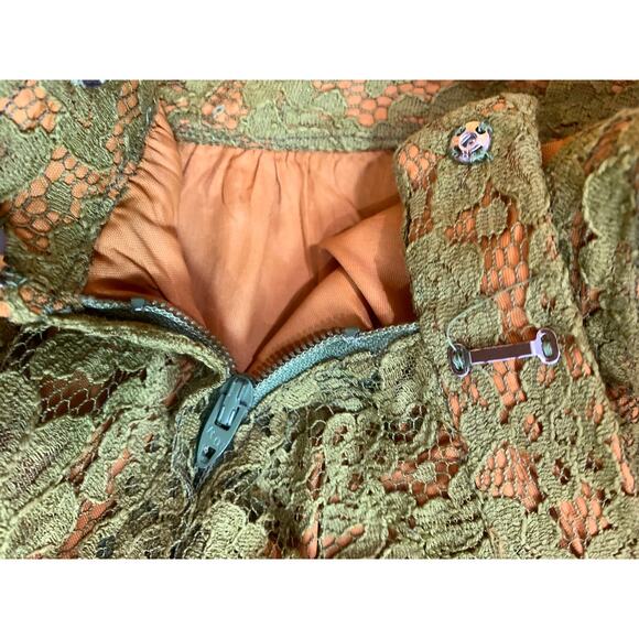 50s 60s Rockabilly Chartreuse LACE Pencil Skirt W 27" - Picture 9 of 9